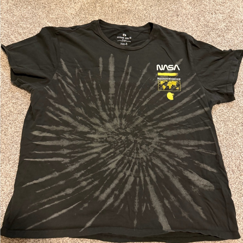 Black Tie-Dye NASA Men's T-Shirt Size XL